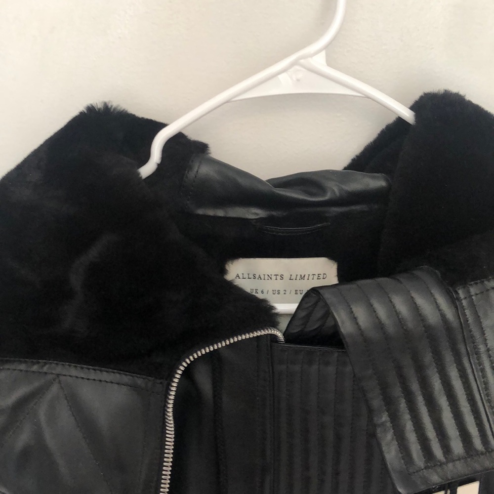 All Saints Black Leather Cape Coat - Picture 7 of 7